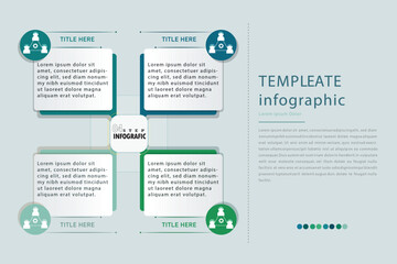 Flat Square chart infographic from 4 element