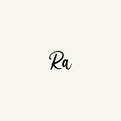 RA black line initial script concept logo design