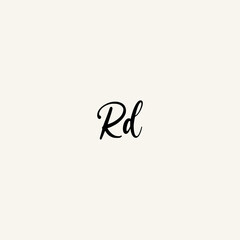 RD black line initial script concept logo design