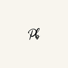 PB black line initial script concept logo design