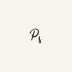 PS black line initial script concept logo design