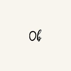 OB black line initial script concept logo design