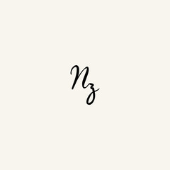 NZ black line initial script concept logo design