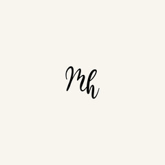 Fototapeta na wymiar MH black line initial script concept logo design