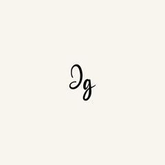 JG black line initial script concept logo design