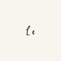 LC black line initial script concept logo design