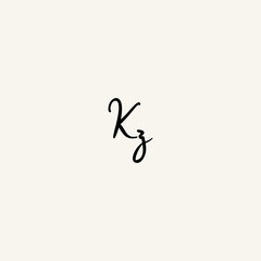 KZ black line initial script concept logo design