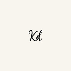 KD black line initial script concept logo design