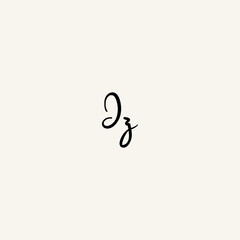 JZ black line initial script concept logo design