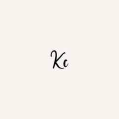 KC black line initial script concept logo design