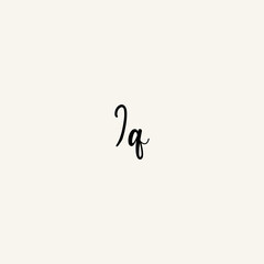 IQ black line initial script concept logo design