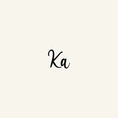 KA black line initial script concept logo design