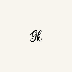 GK black line initial script concept logo design