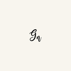 GN black line initial script concept logo design