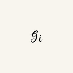 GI black line initial script concept logo design