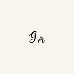 GM black line initial script concept logo design