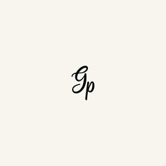 GP black line initial script concept logo design