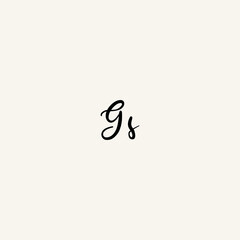 GS black line initial script concept logo design