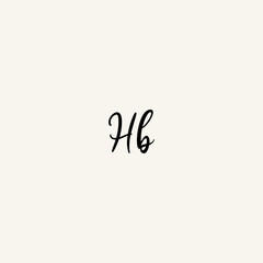HB black line initial script concept logo design