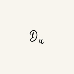 DU black line initial script concept logo design