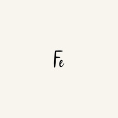FE black line initial script concept logo design