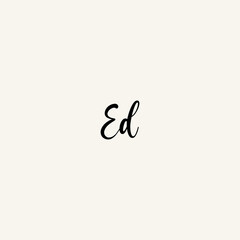 ED black line initial script concept logo design