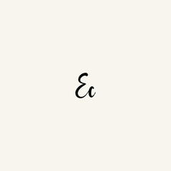 EC black line initial script concept logo design