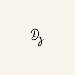 DZ black line initial script concept logo design
