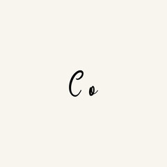CO black line initial script concept logo design