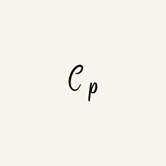 CP black line initial script concept logo design