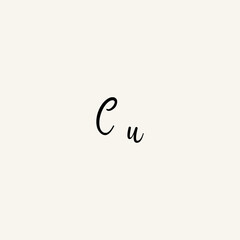 CU black line initial script concept logo design