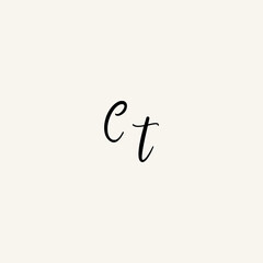 CT black line initial script concept logo design