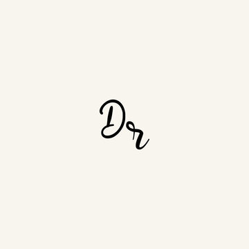 DR black line initial script concept logo design