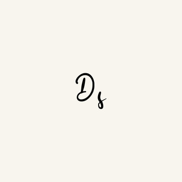 DS black line initial script concept logo design
