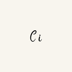 CI black line initial script concept logo design