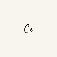 CE black line initial script concept logo design