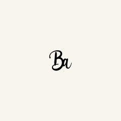 BA black line initial script concept logo design