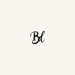 BD black line initial script concept logo design