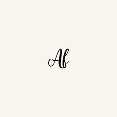 AF black line initial script concept logo design