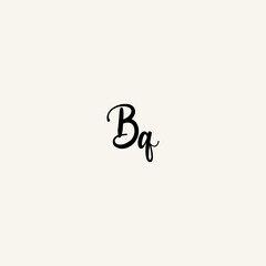 BQ black line initial script concept logo design