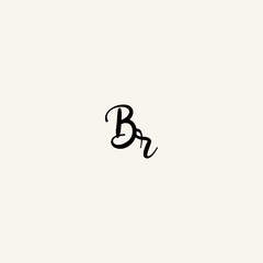 BR black line initial script concept logo design