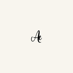 AE black line initial script concept logo design