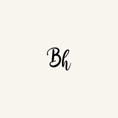 BH black line initial script concept logo design