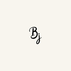 BJ black line initial script concept logo design