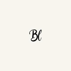 BL black line initial script concept logo design