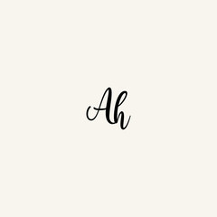 AH black line initial script concept logo design