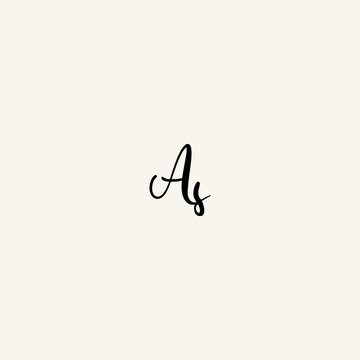 AS black line initial script concept logo design