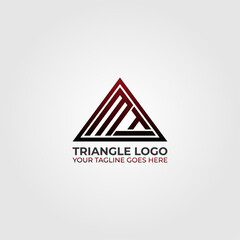 MTI Initial Triangle Monogram Vector Logo Design Red Color Modern gradient