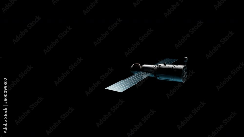 Wall mural satellite in orbit. an artificial satellite of planet earth levitates in space. have an alpha channe