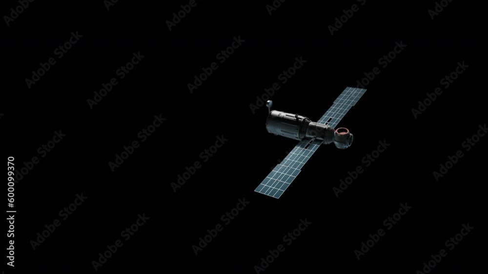 Wall mural satellite in orbit. an artificial satellite of planet earth levitates in space. have an alpha channe
